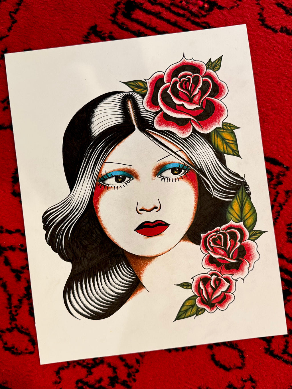 Traditional Rose Lady | Cotton Canvas Print