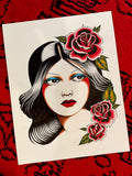 Traditional Rose Lady | Cotton Canvas Print